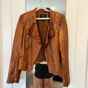 Zara Leather Tan Jacket Size Medium